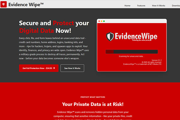 Evidence Wipe Website Design
