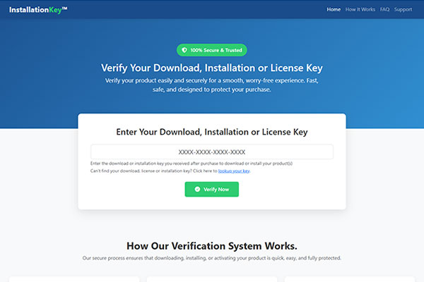Installation Key Website